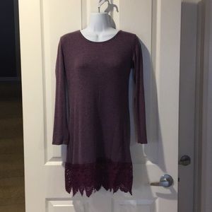 Purple long top with lace trim